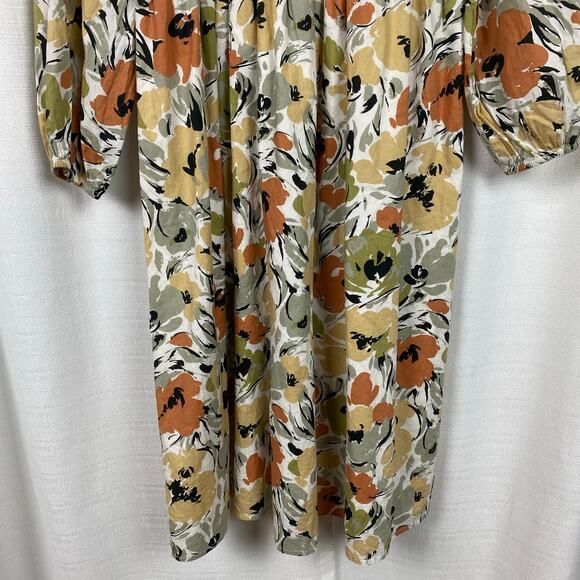 Jessakae Tan&Cream Fall Floral Smocked Bodice Long Sleeve Dress Sz.12-14Y - Picture 8 of 10